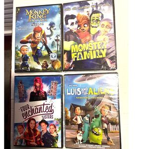 Lot 4 DVDs Luis and the Aliens Four Enchanted Sisters Monster Family Monkey King